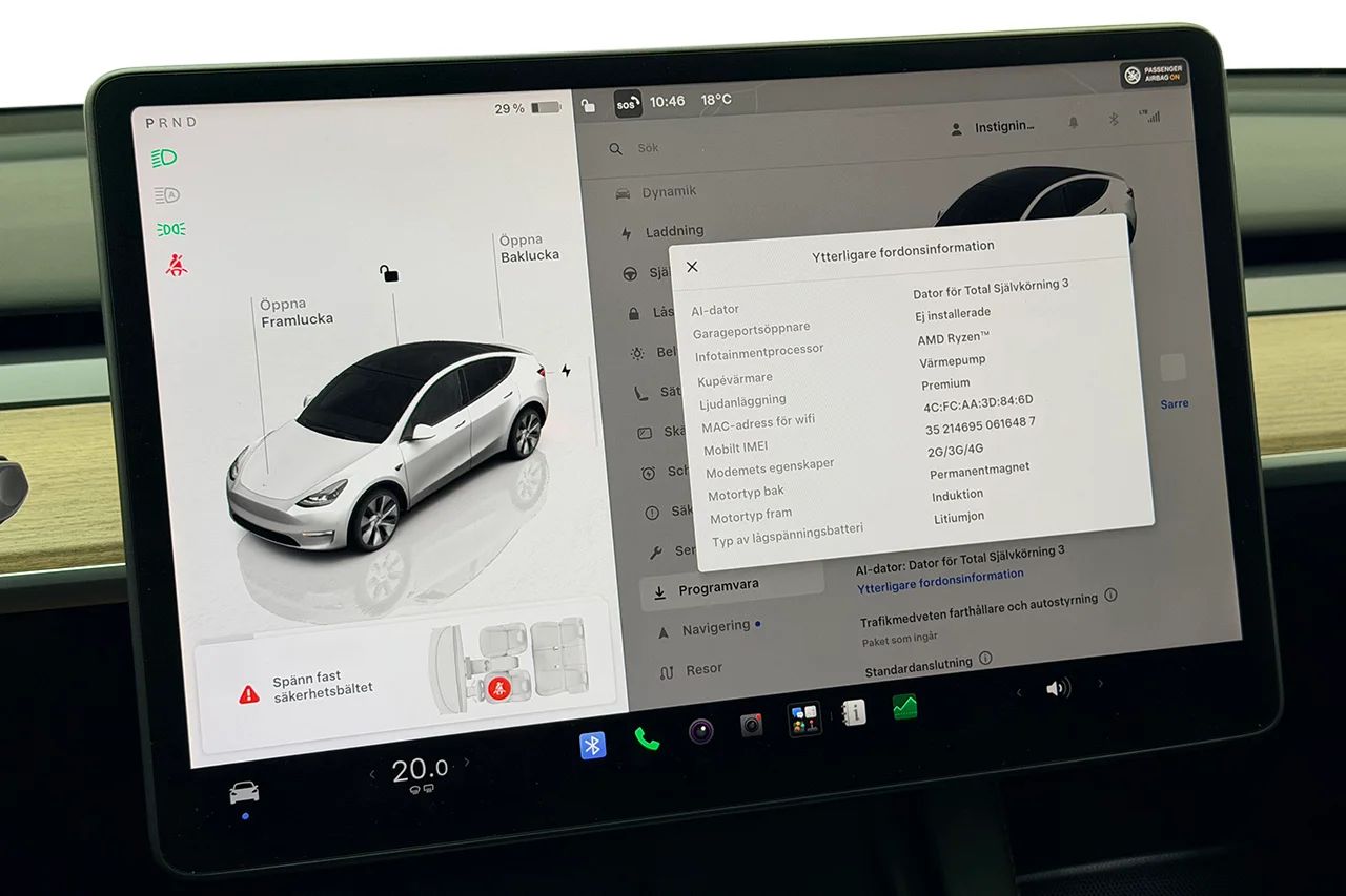 Tesla Model Y Long Range AWD Pano Kameror Premiumljud V-Pump MOMS 514hk – bild 28 av 32