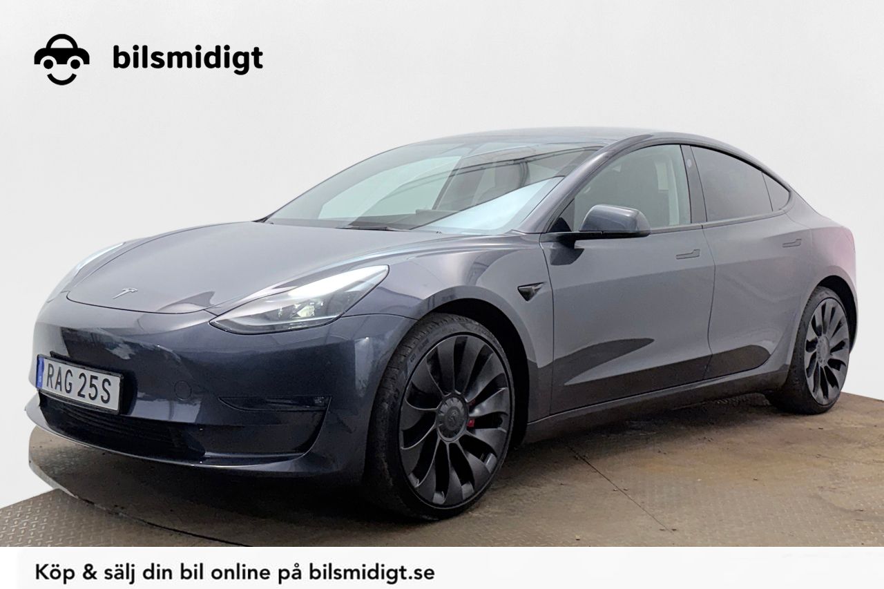 Tesla Model 3 Performance Panorama Läder Autopilot Premiumljud Moms/Leasing 513hk – bild 1 av 30